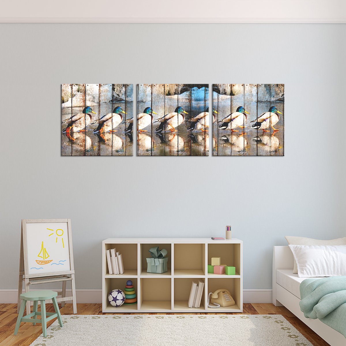 Marching Ducks Multi Panel Canvas Wall Art