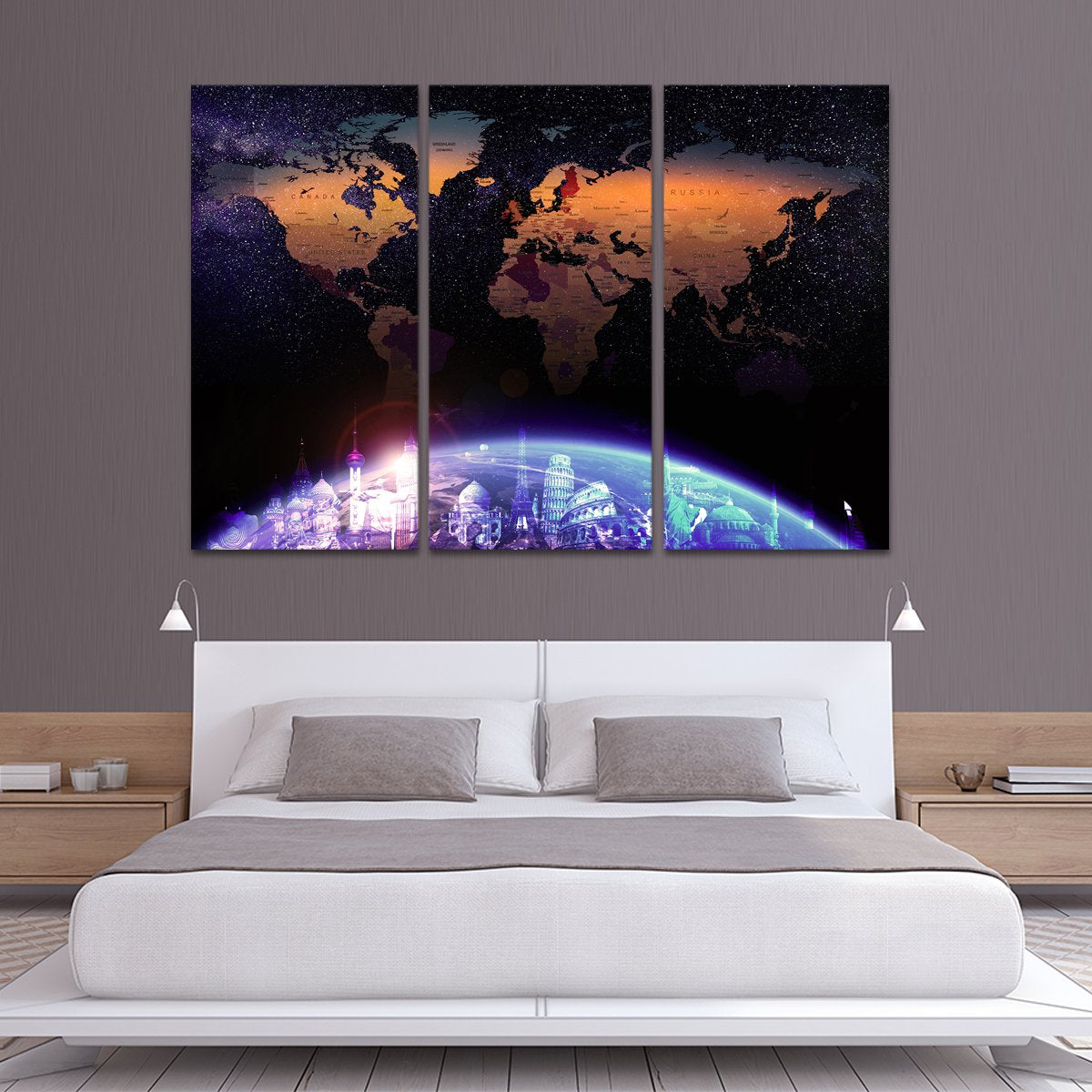 Galaxy World Map Masterpiece Multi Panel Canvas Wall Art