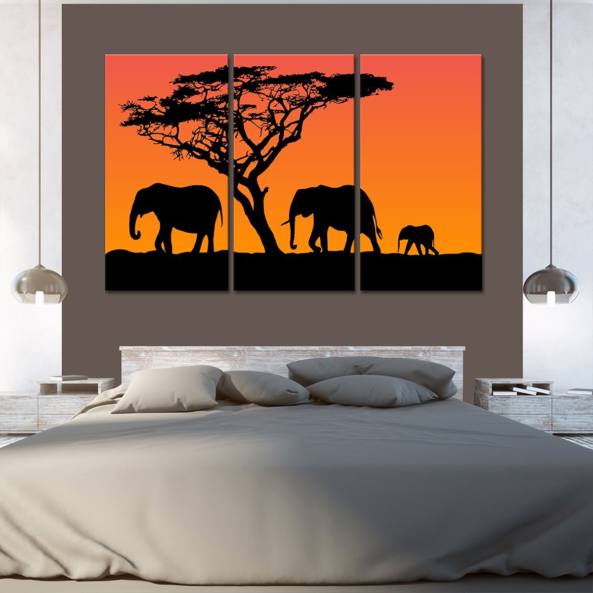 4 Elephants Multi Panel Canvas Wall Art
