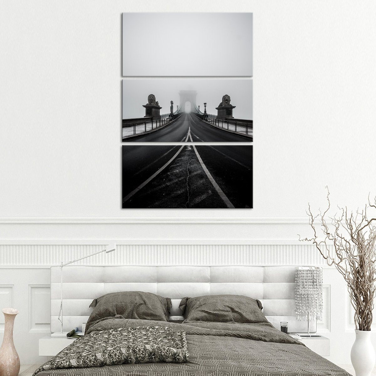 Foggy Bridge Ahead Multi Panel Canvas Wall Art