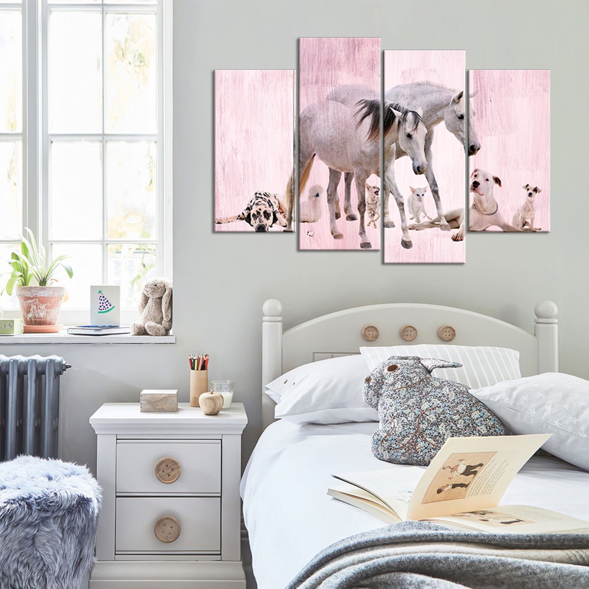 Furry Friends Multi Panel Canvas Wall Art