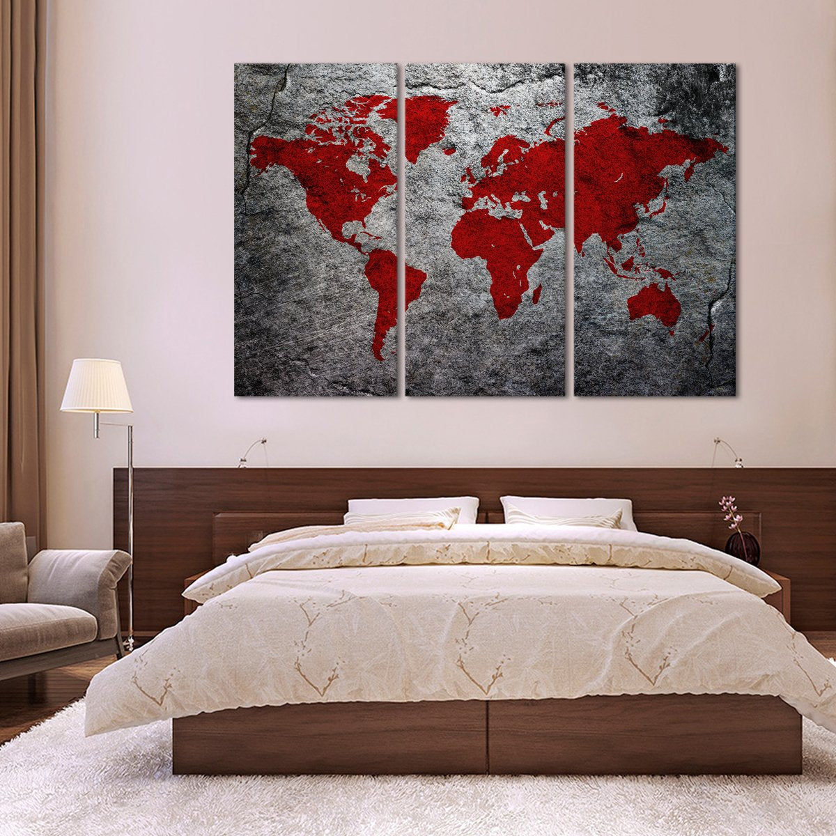 Boulder World Map Multi Panel Canvas Wall Art