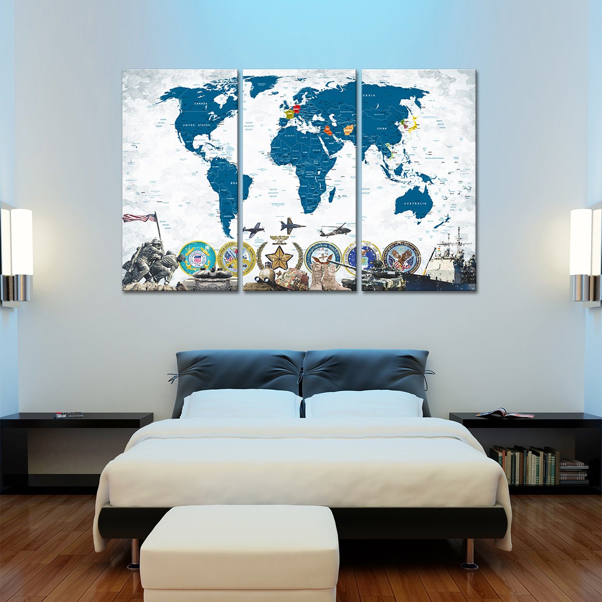 US Wars World Map Masterpiece Multi Panel Canvas Wall Art