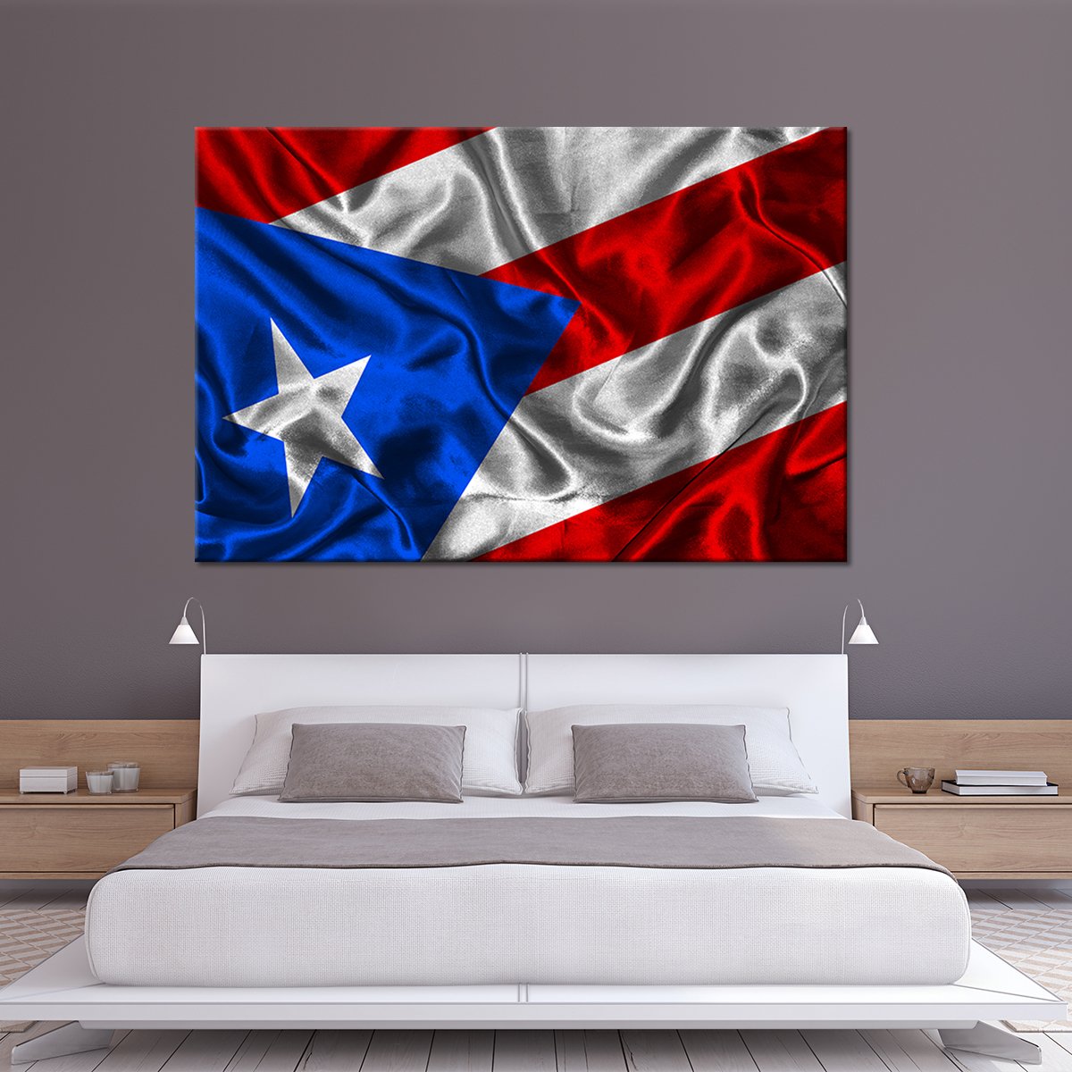 Waving Puerto Rico Flag Multi Panel Canvas Wall Art
