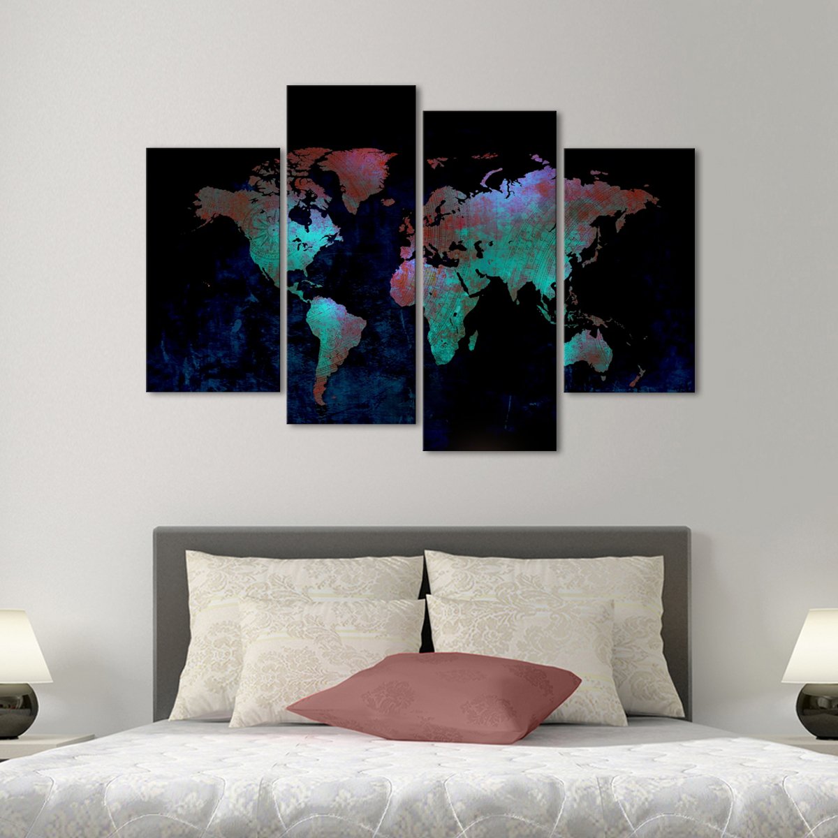 Depths Of The World Map Multi Panel Canvas Wall Art