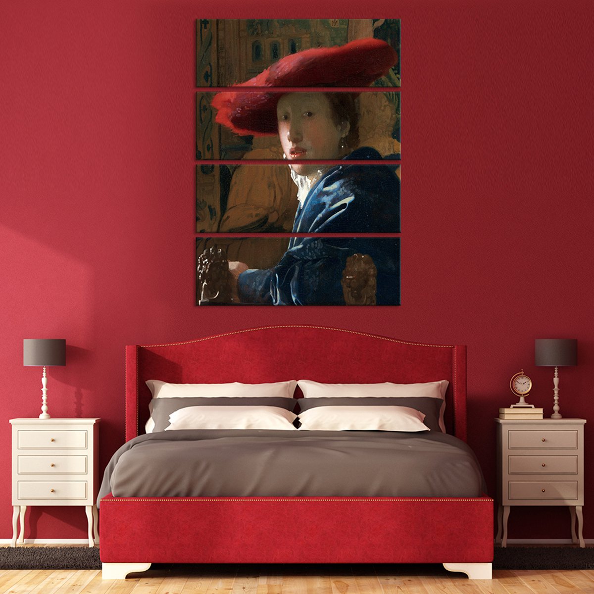 Girl With a Red Hat Multi Panel Canvas Wall Art