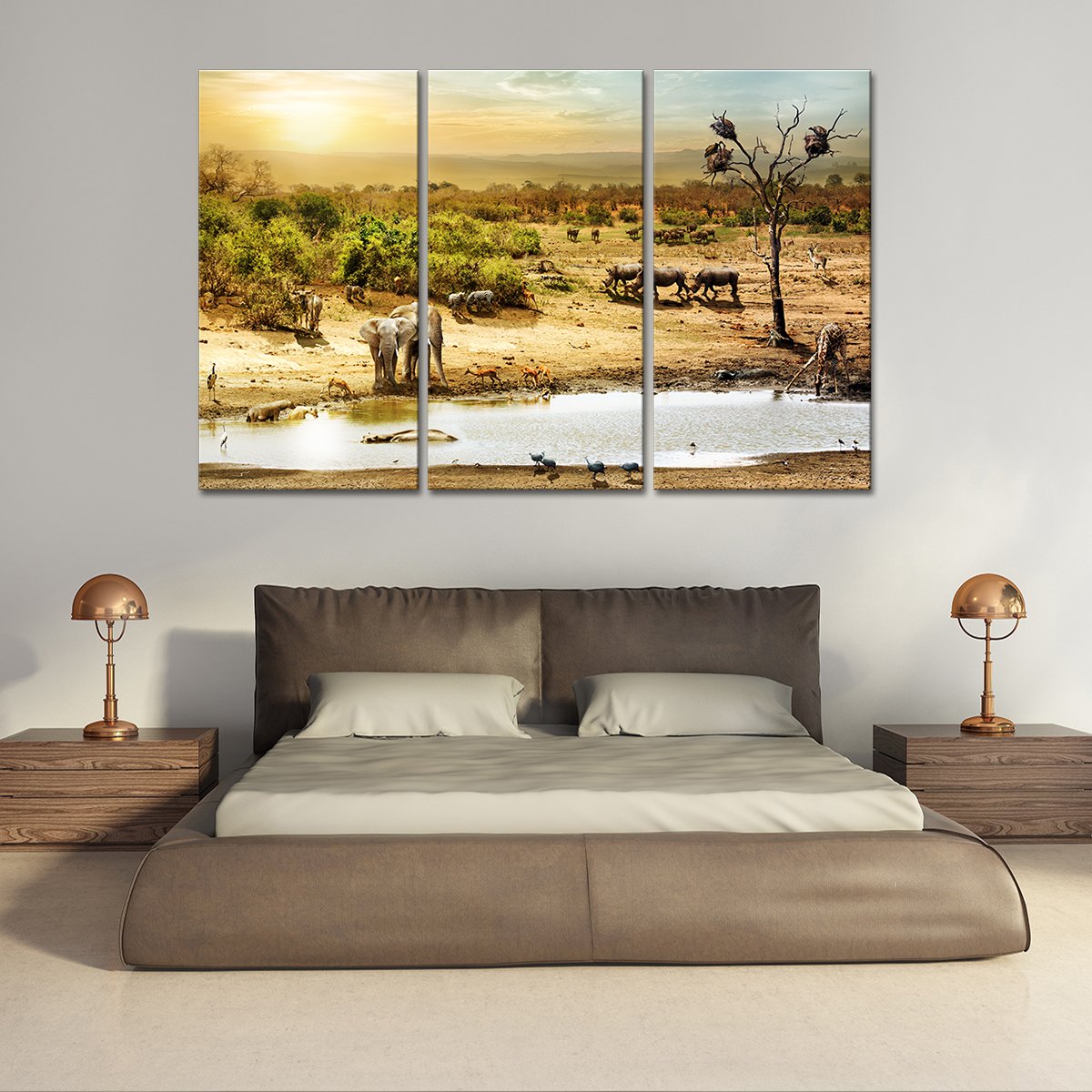 Elephant Painting Multi Panel Canvas Wall Art