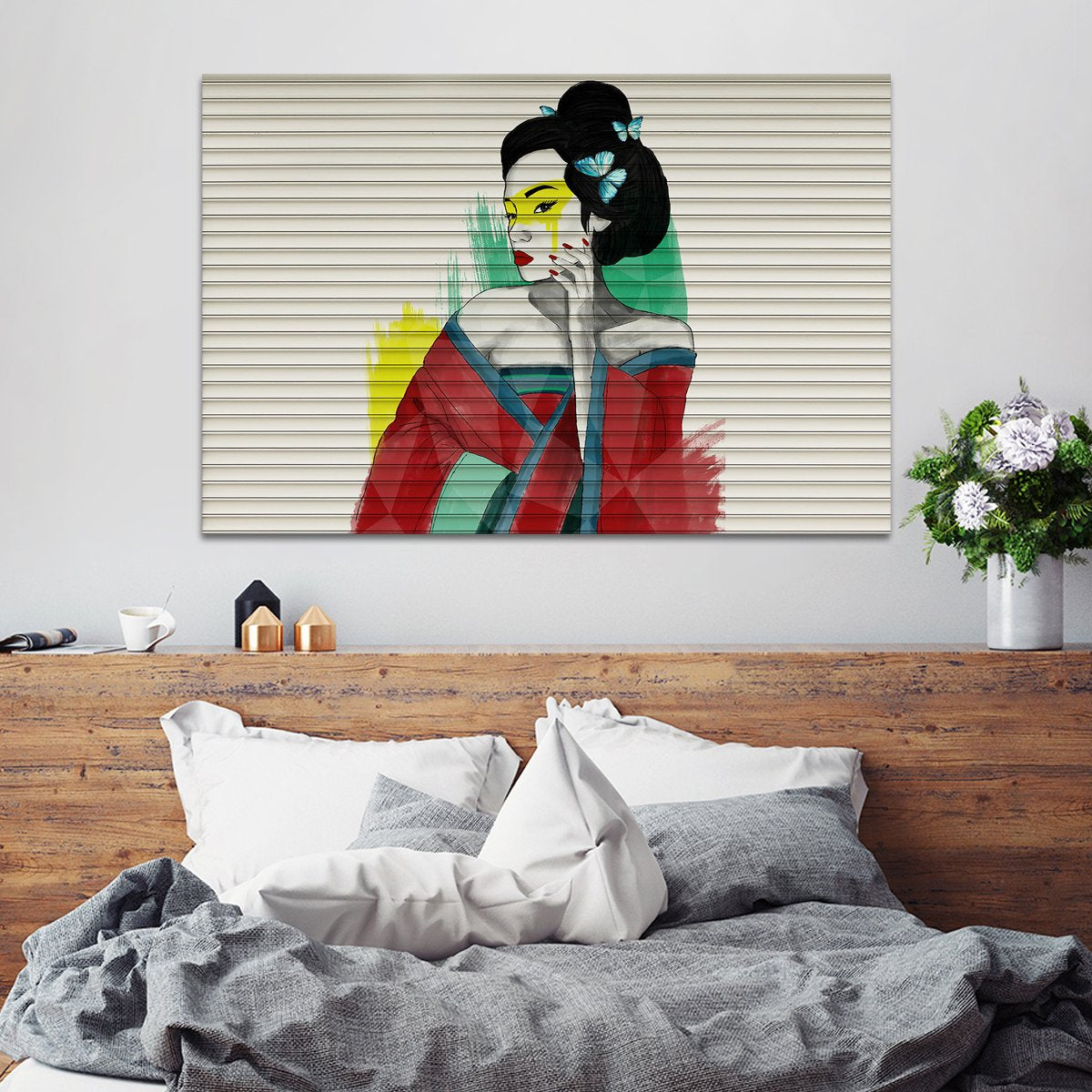 Butterfly Geisha Multi Panel Canvas Wall Art