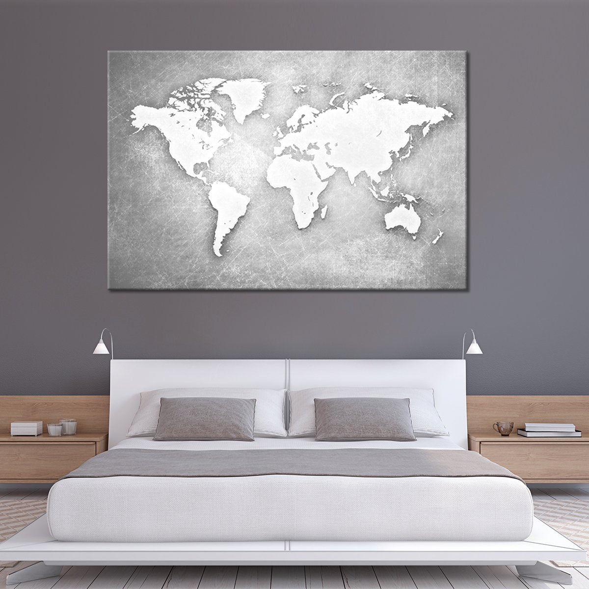 Platinum World Map Multi Panel Canvas Wall Art