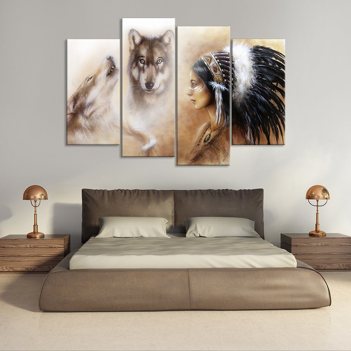 Cherokee Wolf Multi Panel Canvas Wall Art