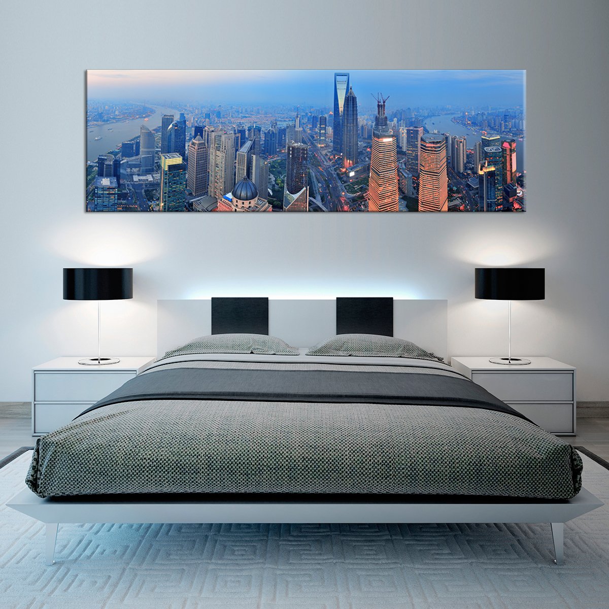 Shanghai Aerial View Multi Panel Canvas Wall Art