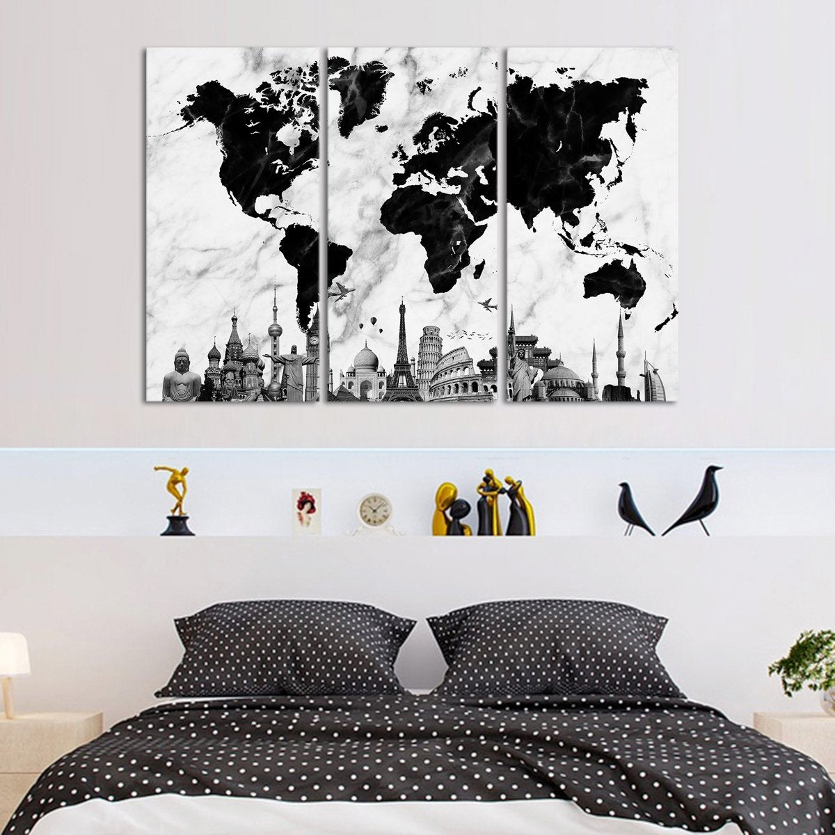 Marble World Map Masterpiece Multi Panel Canvas Wall Art