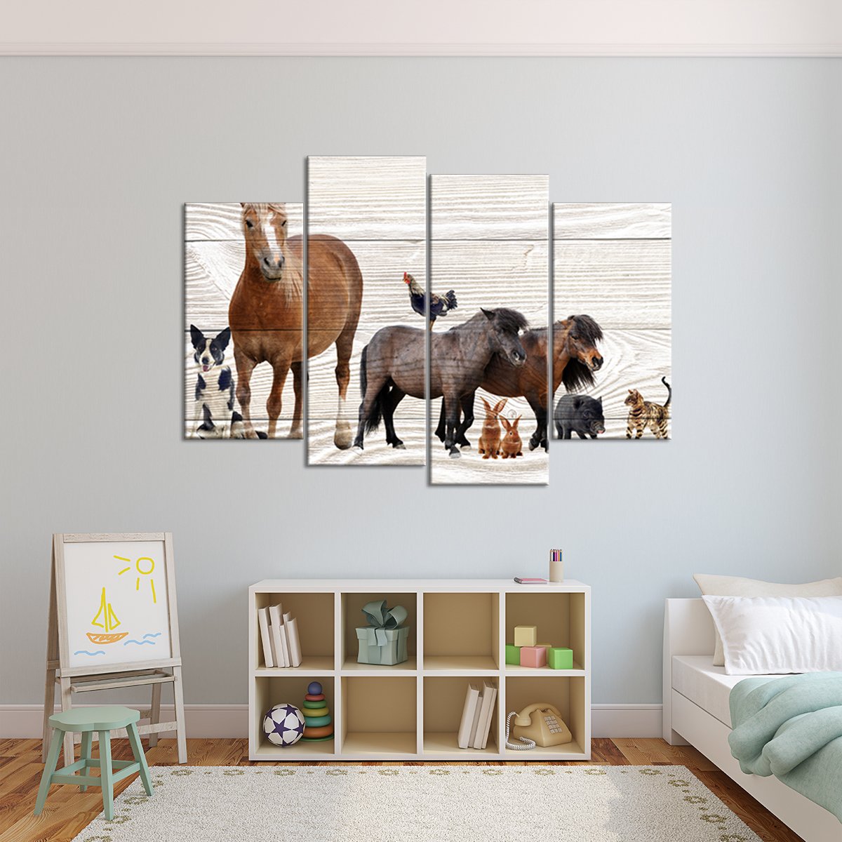 Animals In Harmony Multi Panel Canvas Wall Art