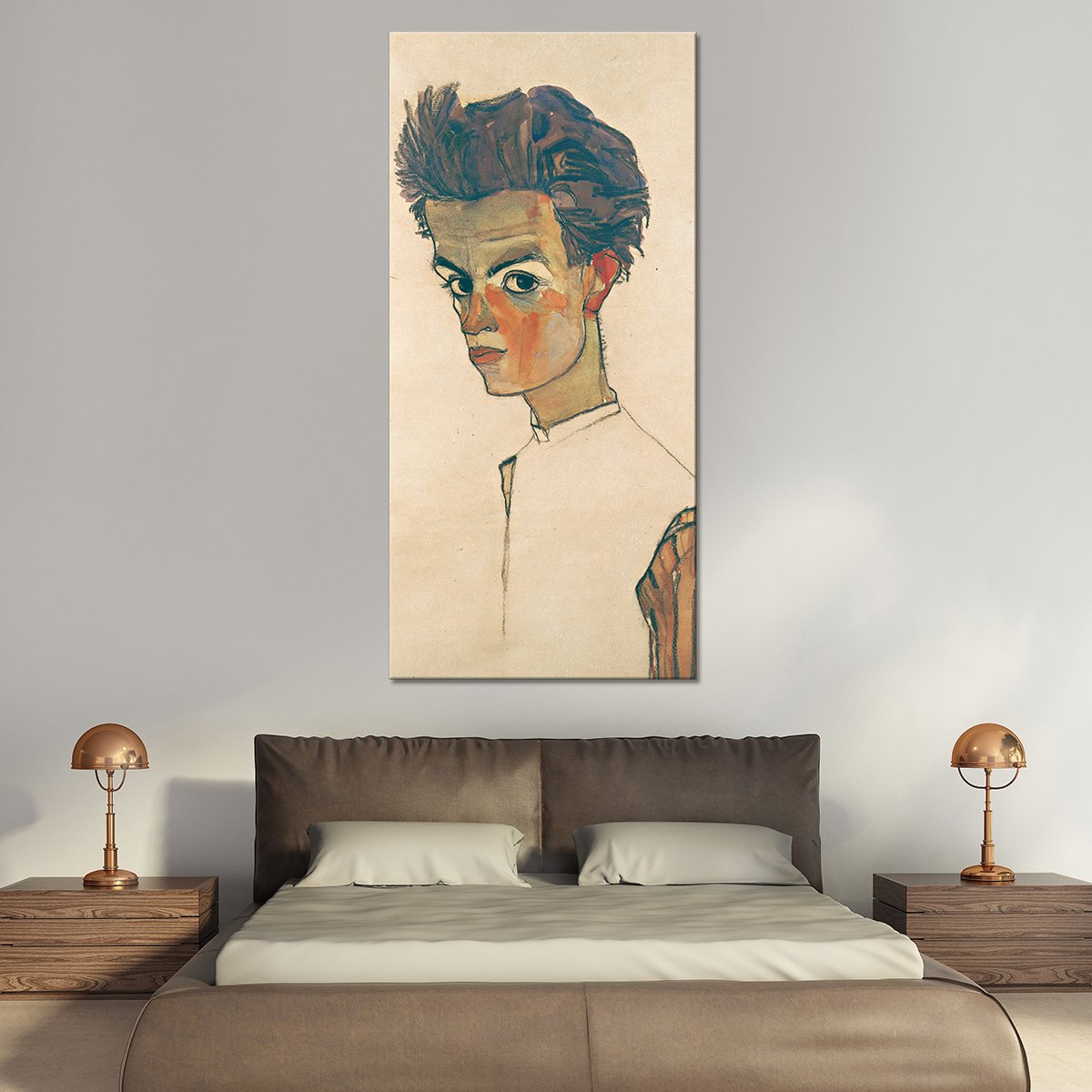 Self Portrait with Striped Shirt Multi Panel Canvas Wall Art