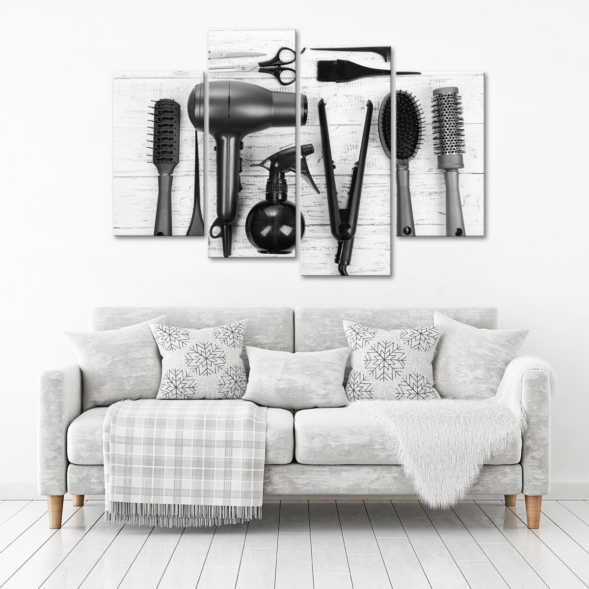 BW Cut Multi Panel Canvas Wall Art