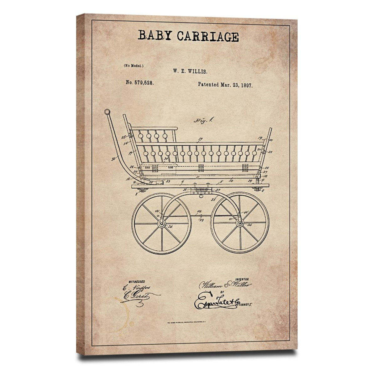 Baby Carriage Patent Canvas Wall Art