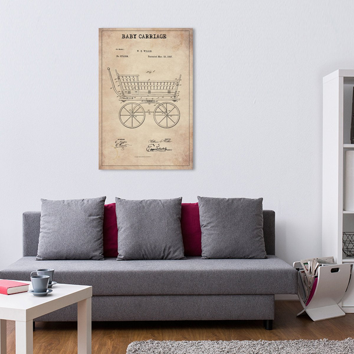 Baby Carriage Patent Canvas Wall Art