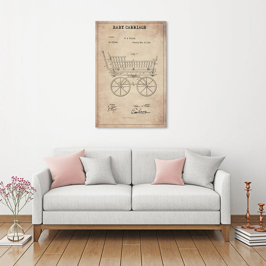 Baby Carriage Patent Canvas Wall Art