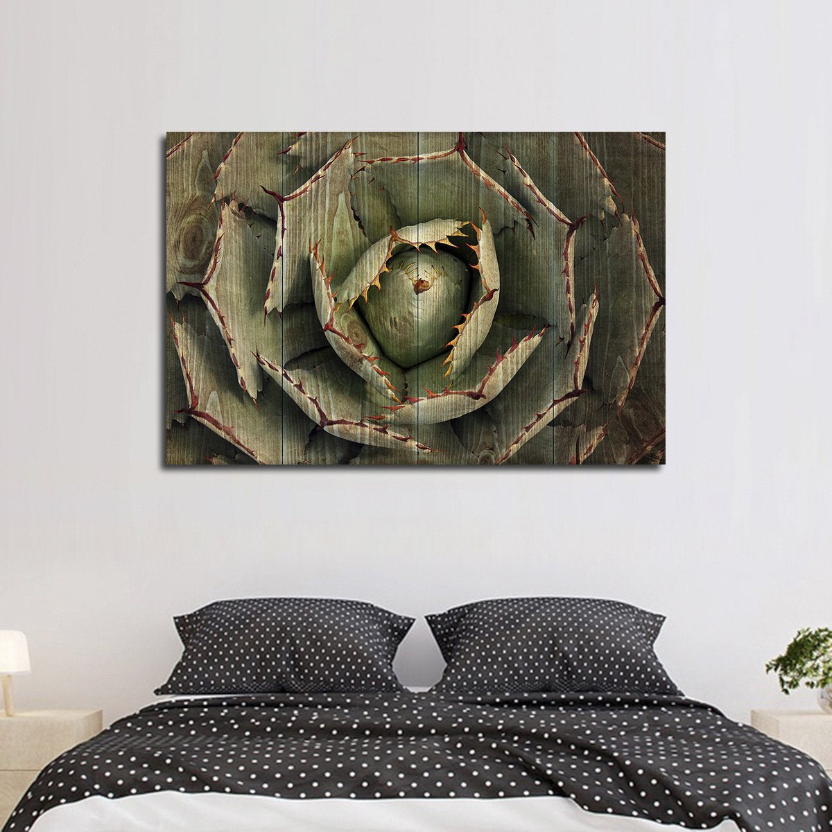 Dark Wooden Agave Bloom Multi Panel Canvas Wall Art