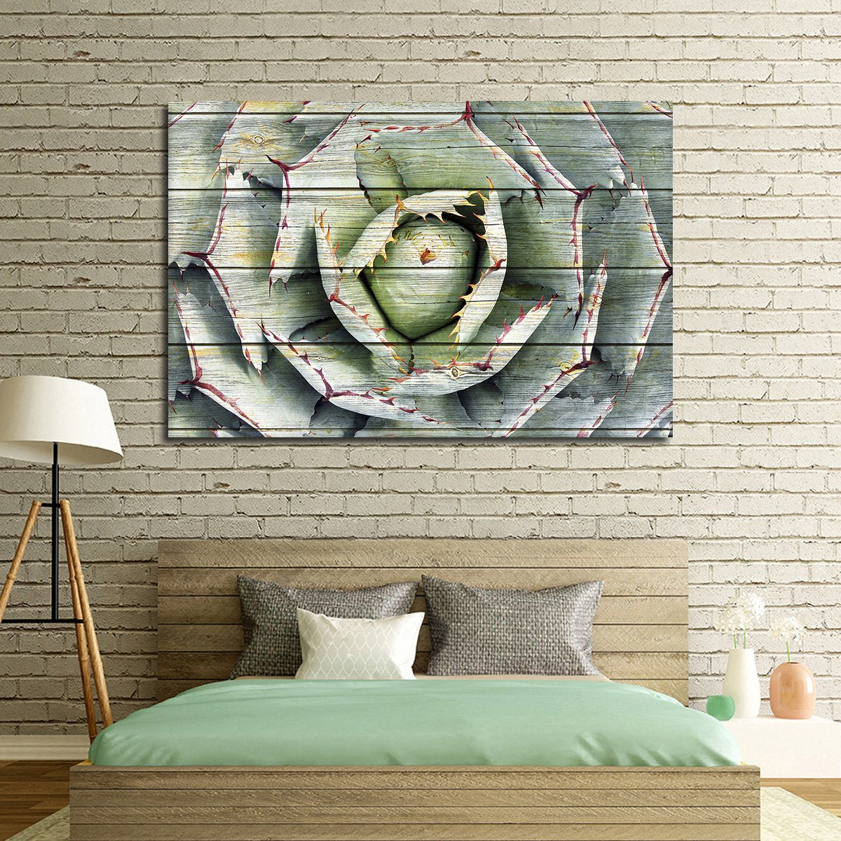 TALIA Wooden Agave Bloom Multi Panel Canvas Wall Art