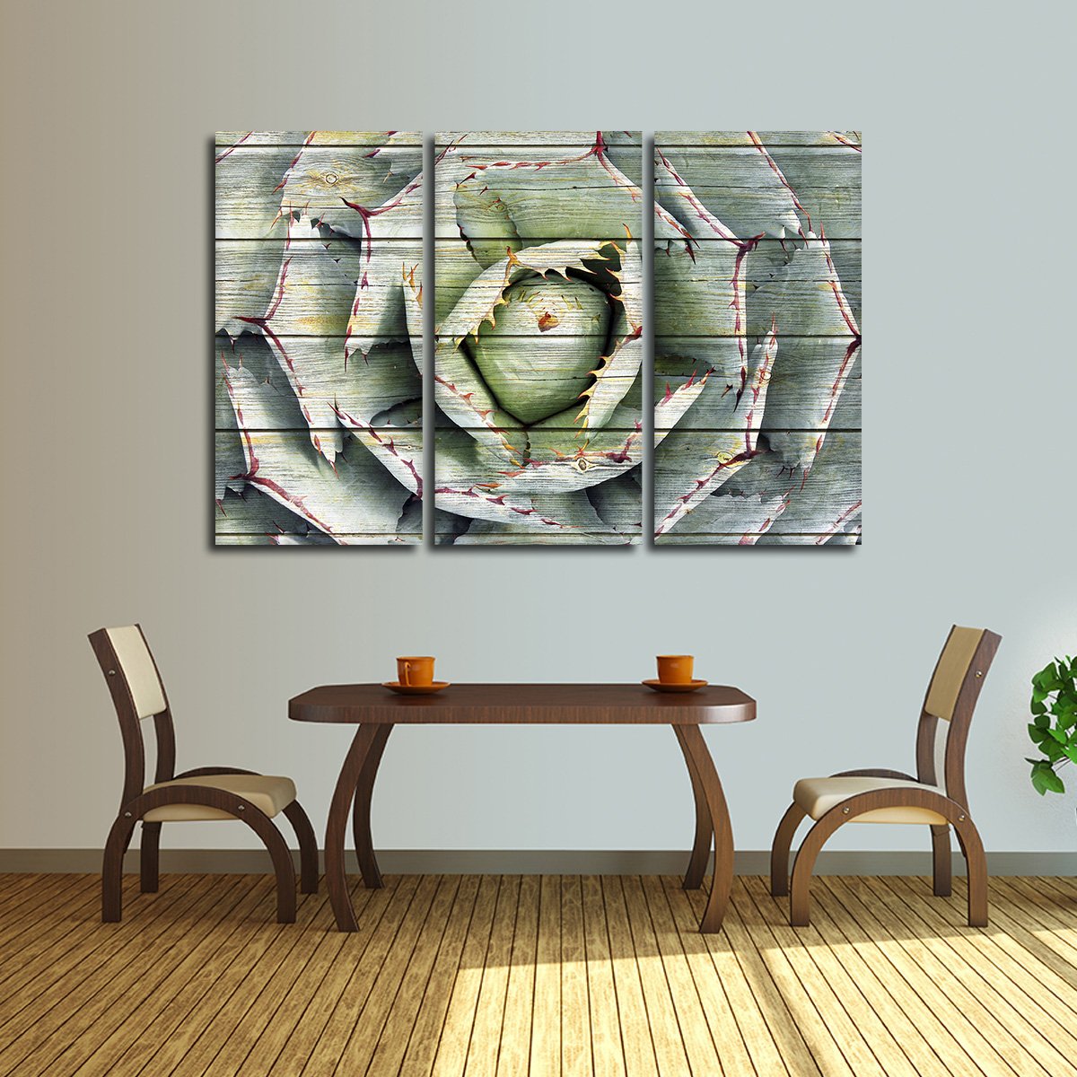 TALIA Wooden Agave Bloom Multi Panel Canvas Wall Art