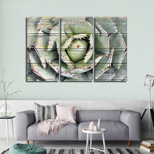 TALIA Wooden Agave Bloom Multi Panel Canvas Wall Art
