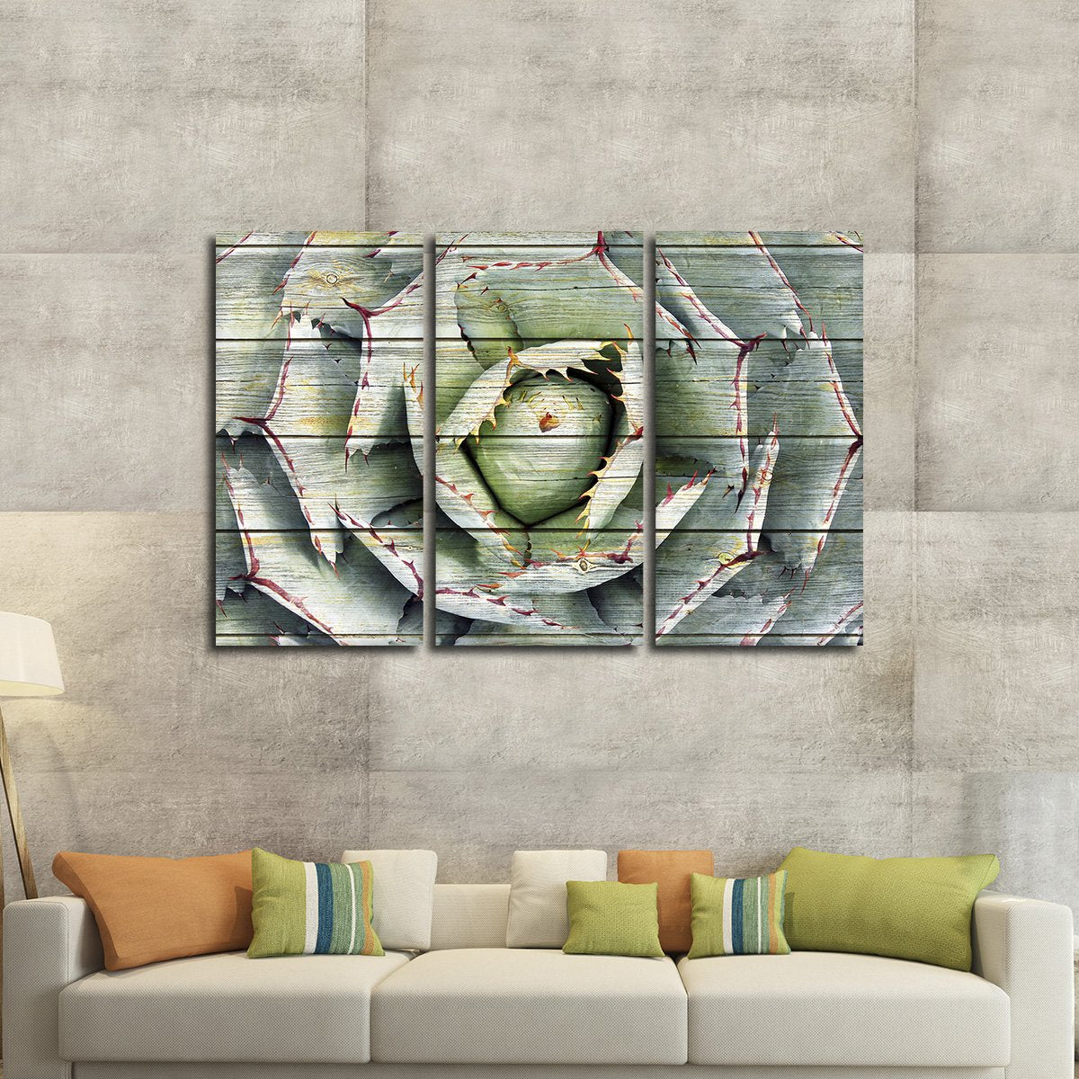 TALIA Wooden Agave Bloom Multi Panel Canvas Wall Art