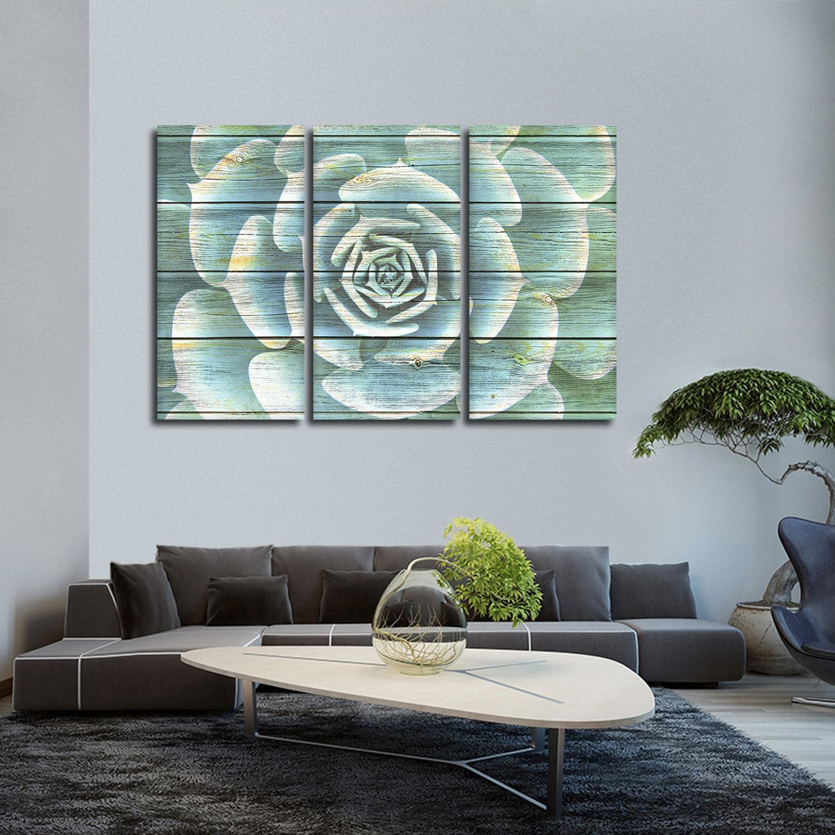 Wooden Succulent Multi Panel Canvas Wall Art