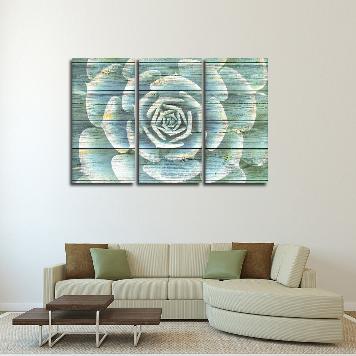 Wooden Succulent Multi Panel Canvas Wall Art