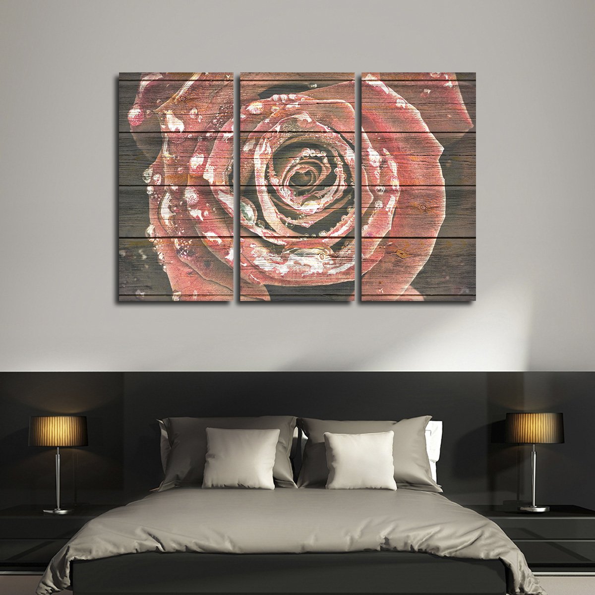 Wooden Rose Multi Panel Canvas Wall Art