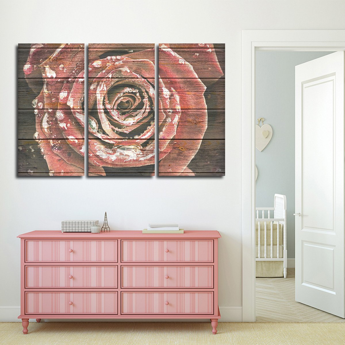 Wooden Rose Multi Panel Canvas Wall Art