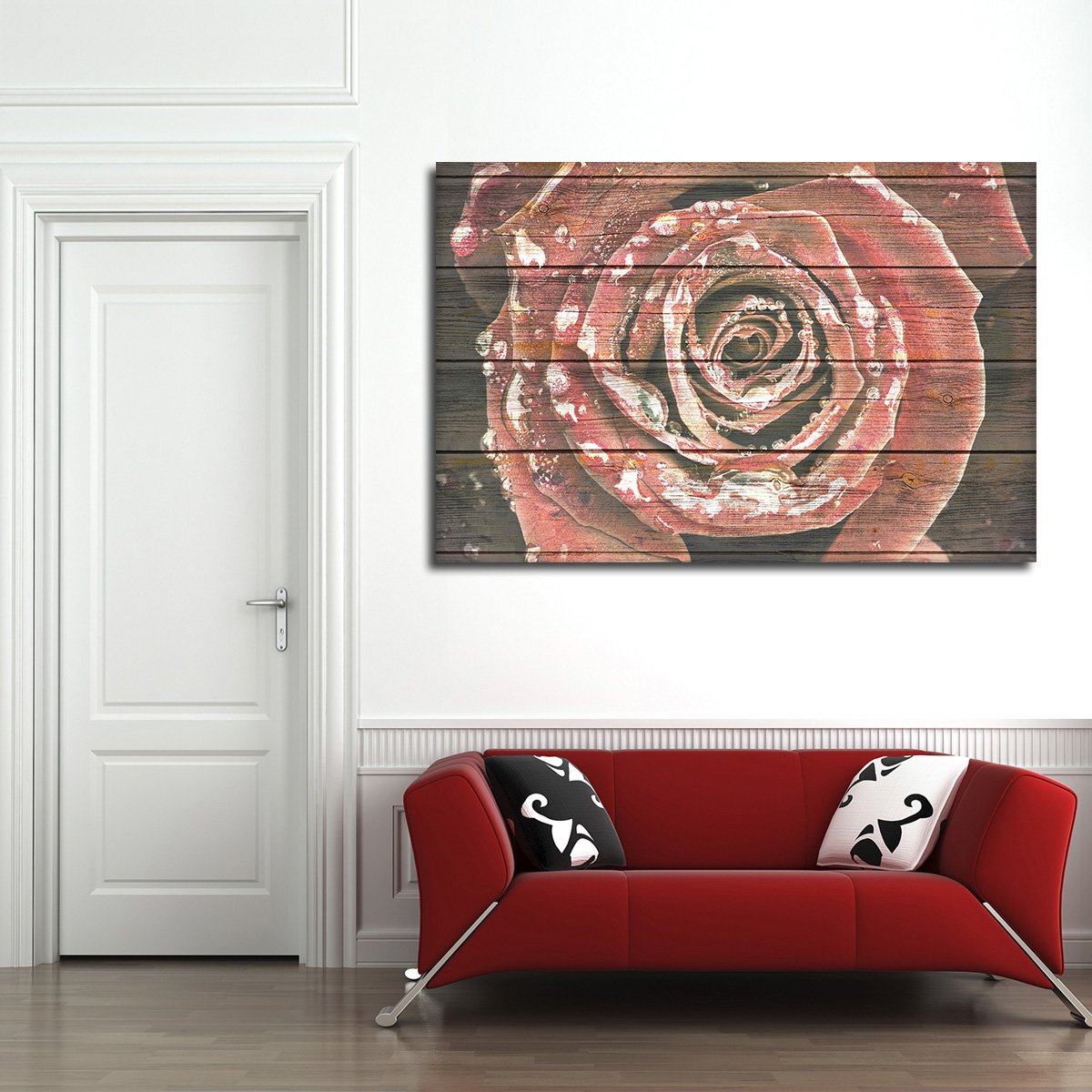 Wooden Rose Multi Panel Canvas Wall Art