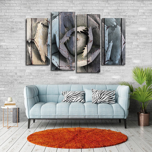 Colorful Wooden Agave Bloom Multi Panel Canvas Wall Art