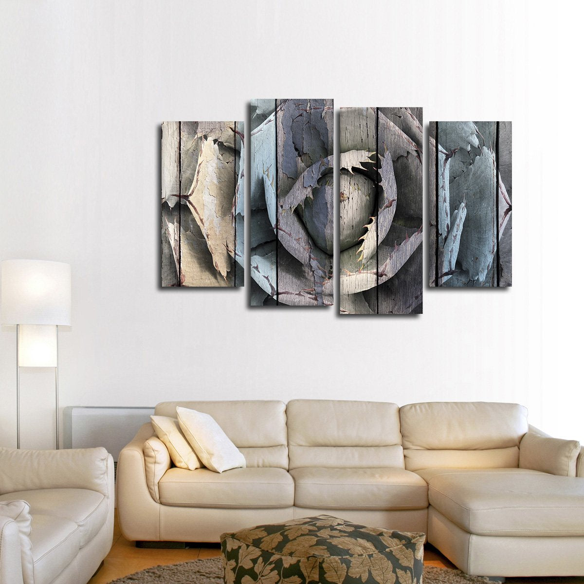 Colorful Wooden Agave Bloom Multi Panel Canvas Wall Art