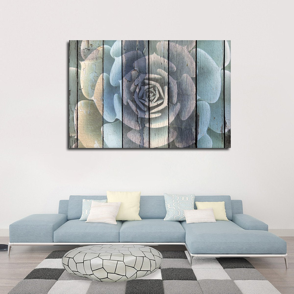 Colorful Wooden Succulent Multi Panel Canvas Wall Art