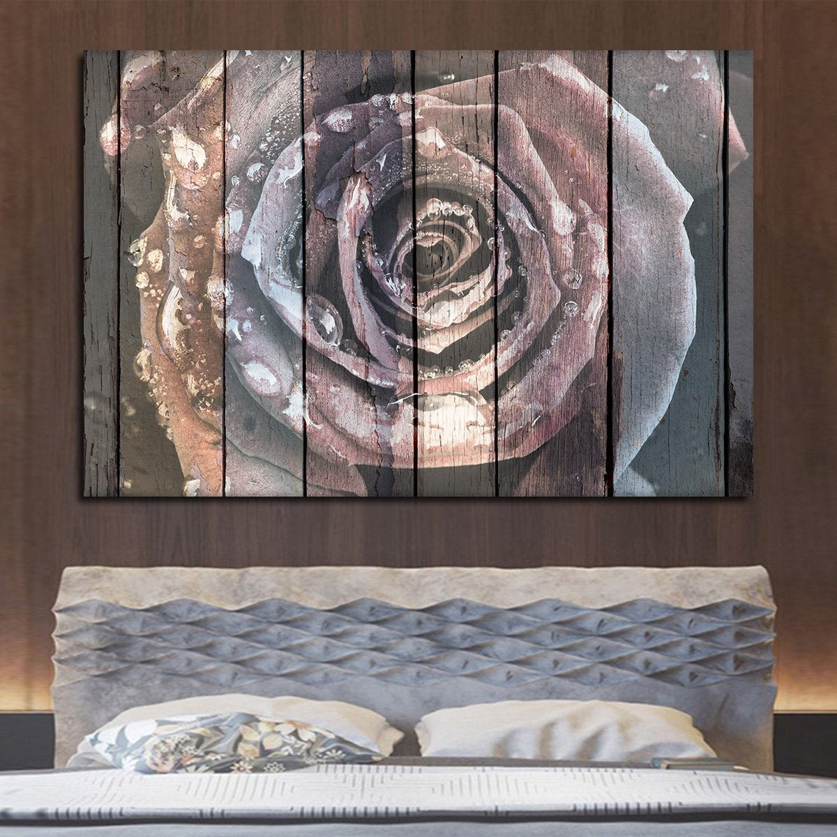 Colorful Wooden Rose Multi Panel Canvas Wall Art