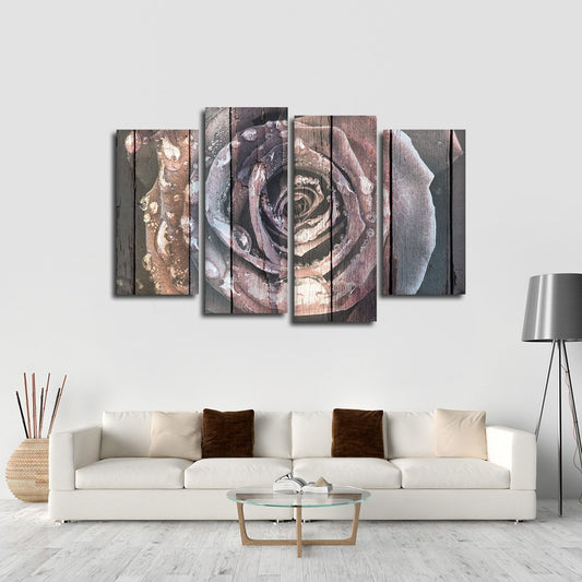 Colorful Wooden Rose Multi Panel Canvas Wall Art