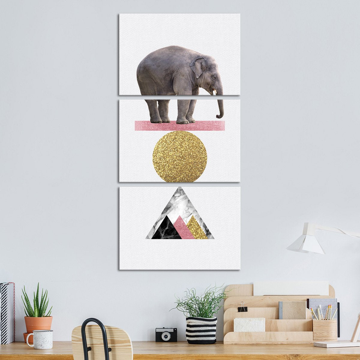 Balancing Elephant Multi Panel Canvas Wall Art