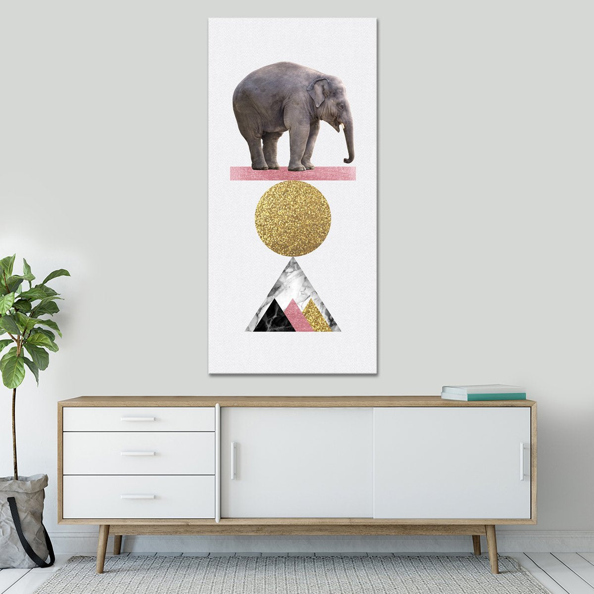 Balancing Elephant Multi Panel Canvas Wall Art