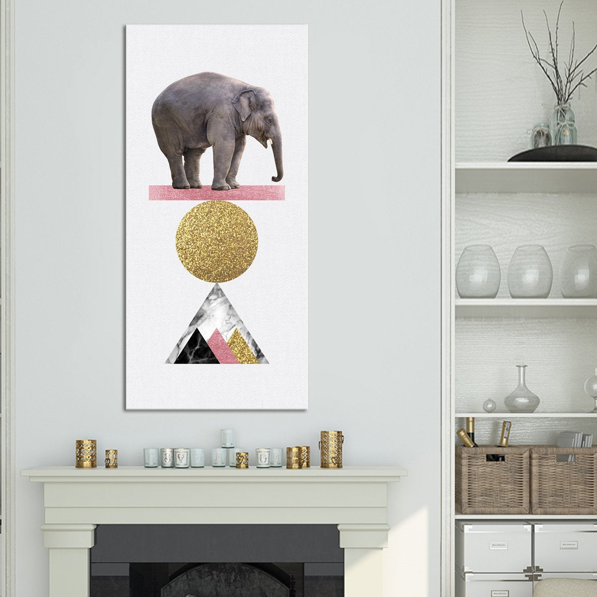 Balancing Elephant Multi Panel Canvas Wall Art