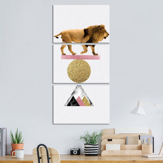 Balancing Lion Multi Panel Canvas Wall Art