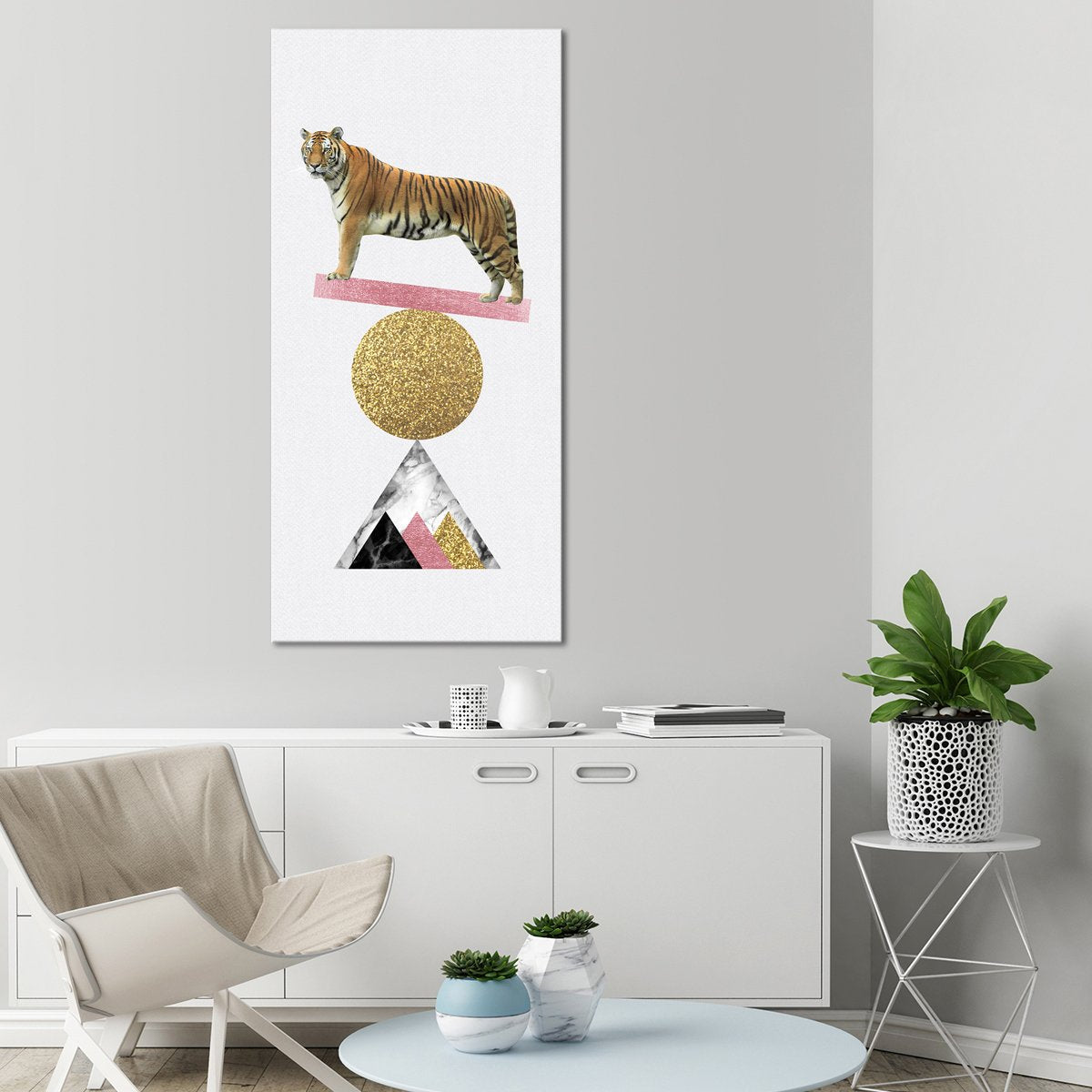 Balancing Tiger Multi Panel Canvas Wall Art