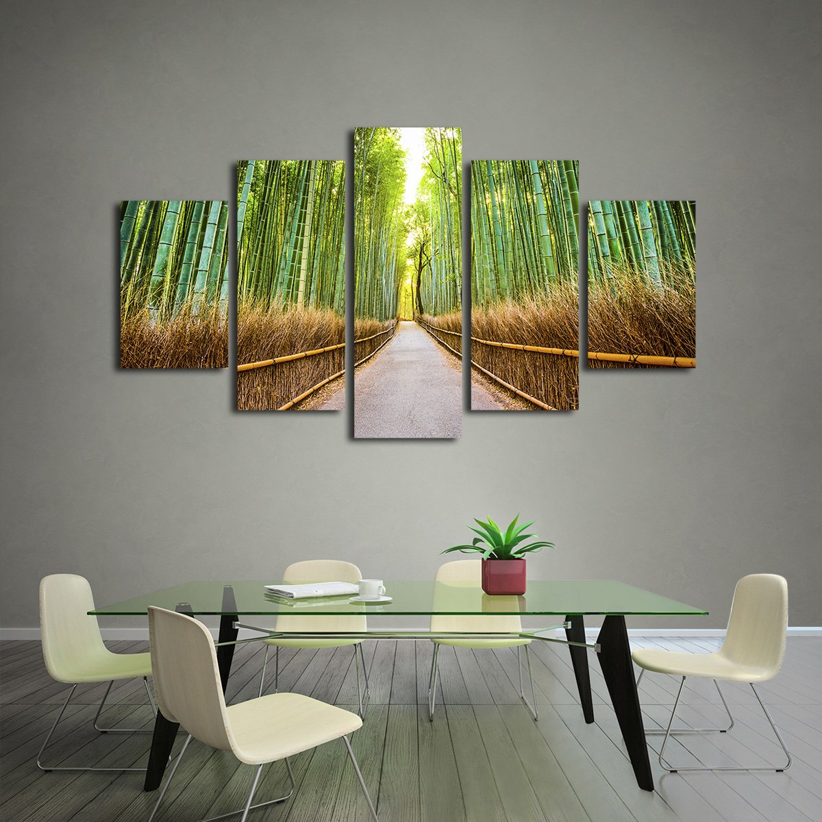 Bamboo Walkway Multi Panel Canvas Wall Art