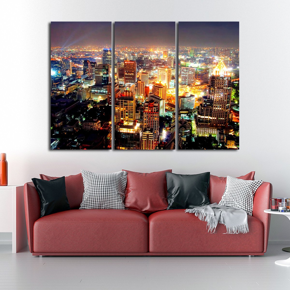 Bangkok at Night Multi Panel Canvas Wall Art