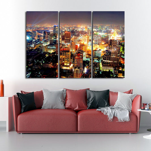 Bangkok at Night Multi Panel Canvas Wall Art