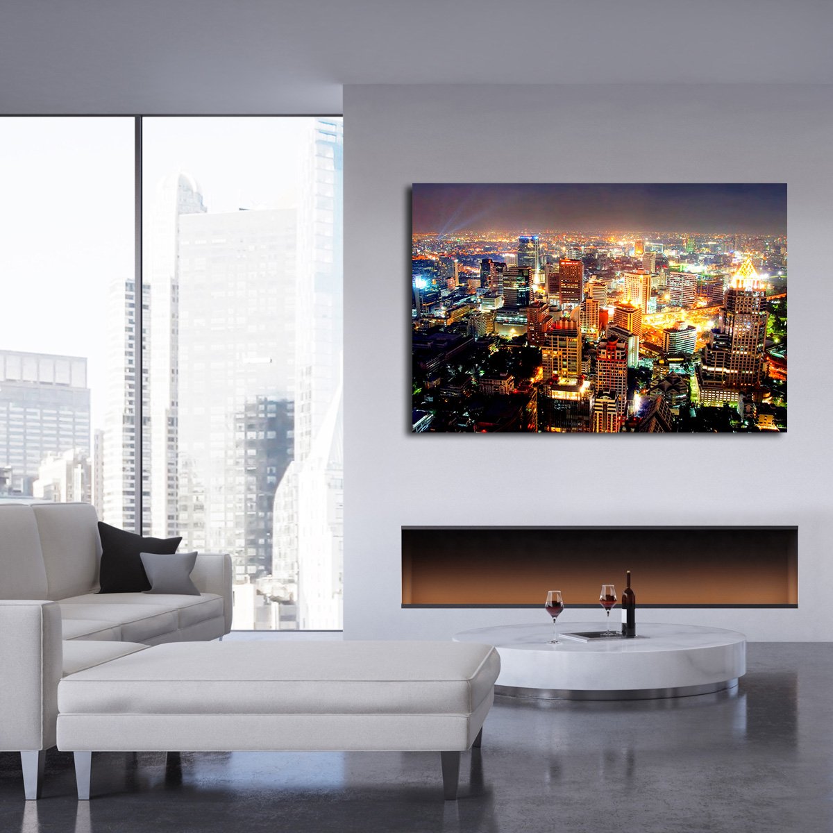 Bangkok at Night Multi Panel Canvas Wall Art