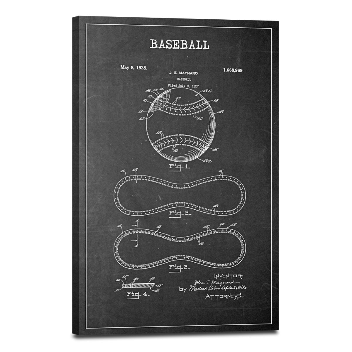 Baseball Patent BW Canvas Wall Art