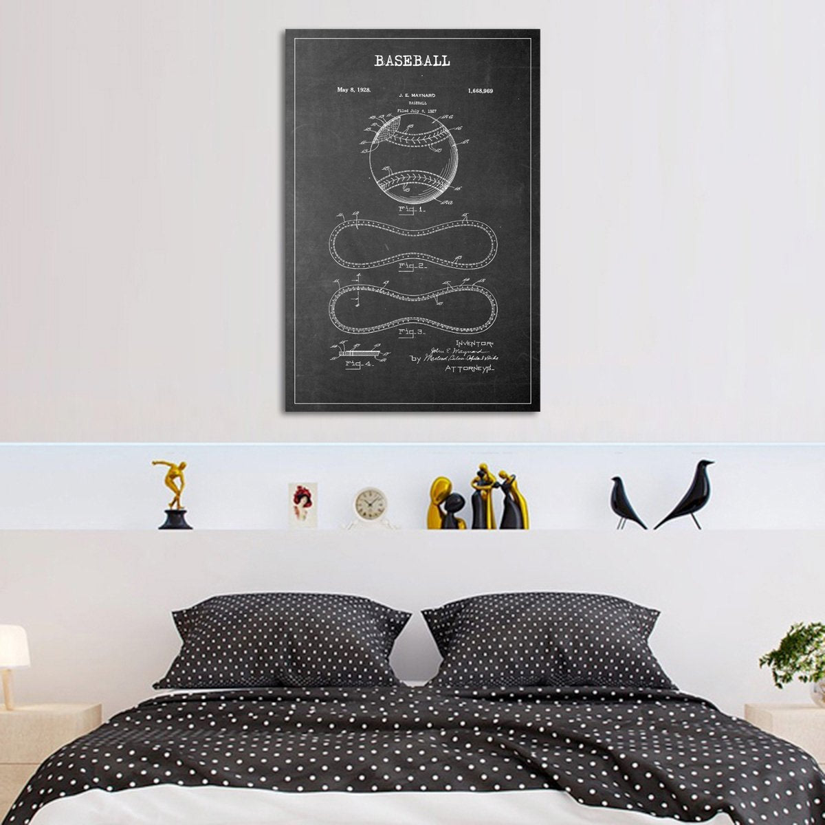 Baseball Patent BW Canvas Wall Art