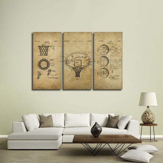 Basketball Patent Compilation Multi Panel Canvas Wall Art