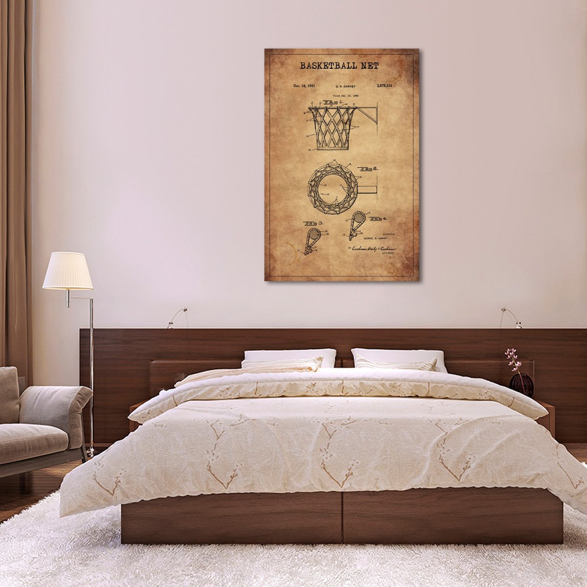 Basketball Net Patent Canvas Wall Art